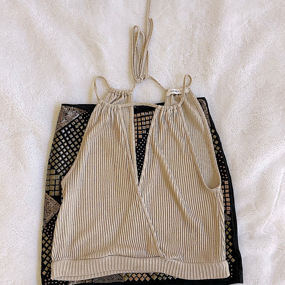 Shimmering Gold Let’s Celebrate Glam New Years Top